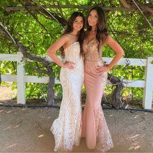 Pink and rose gold prom dress